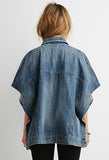 Button-Front Denim Poncho