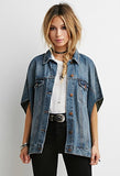 Button-Front Denim Poncho